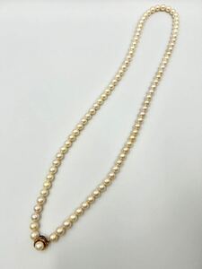【ケース有り】真珠 パールネックレス ロングネックレス アクセサリー K14 ゴールド パール ジュエリー 花びら 留め具 装飾品