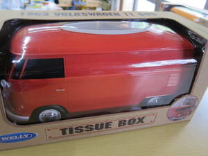 送料700円　VW T1 BUS TISSUE BOX PLUS　ティッシュボックス & 小物入れ　RED