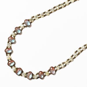 Antique 1900′s　Saphiretglass×rhinestone necklace