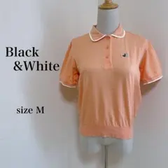 ブラックアンドホワイト ポロシャツ 半袖 ゴルフ ワンポイント 日本製 オレンジ