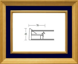 油絵/油彩額縁 木製フレーム 3017 ガラス付 サイズ M3号 紺