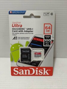 【新品】SanDisk Ultra microSDXC 64GB UHS-1 SDアダプター付 【管B286-2012】