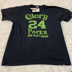 新品未使用！GLORY PARK グローリーパーク フラットヘッド 日本製 オレンジ ロゴ半袖 肉厚 Tシャツ 3黒　タグ付き