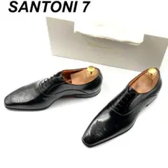 未使用 SANTONI 7 11542 プレーントゥ 黒 箱付 保存袋付