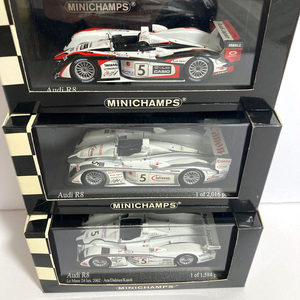 ※ジャンク品【JK938】ミニチャンプス MINICHAMPS 1/43 アウディ Audi R8 まとめ3台 ルマン2002～2004 Ara (2004ル・マン24時間優勝車含む)