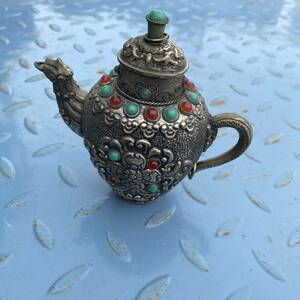 アンティーク調 茶壺の置物　茶壺 煎茶道具 工芸品 陶芸 磁器 置物 收藏品 山形より