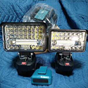 マキタ１４.４V/１８ＶＬＥＤ作業灯　マキタ互換バッテリー２個+互換充電器１台+ＵＳＢアダプター１個セット