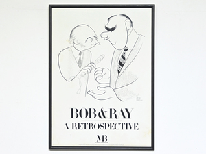 アメリカ Al Hirschfeld “A Retrospective” Bob & Ray リトグラフポスター 真作保証 額装品/ボブアンドレイ コメディ TV イラスト 