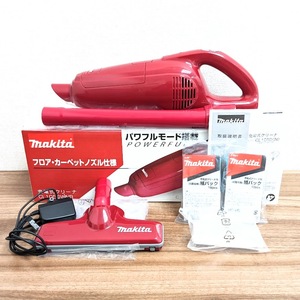 【18774】★未使用★ Makita マキタ 充電式 コードレスクリーナー 掃除機 CL105DWNR CL105D(N) 紙パック レッド 赤 ピンク 家電 パワフル