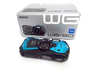 新品同様 PENTAX ペンタックス 1600万画素 コンパクトデジタルカメラ WG-90 ブルー 防水 防塵 耐衝撃