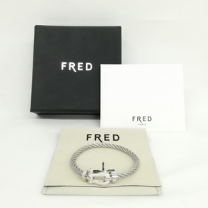 フレッド FRED フォース10 K18WG ホワイトゴールド ブレスレット スティールケーブル 16 メンズ