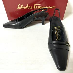 【BOX付】Salvatore Ferragamo サルヴァトーレ・フェラガモ パンプス ガンチーニ ヒール新品　41/2C 22cm ブラック ＊DG