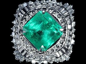 ZG11368T【1円～】新品【RK宝石】≪Emerald≫ 豪華! 極上エメラルド 大粒2.45ct! 極上ダイヤモンド 総計0.51ct Pt900 超高級リング ダイヤ