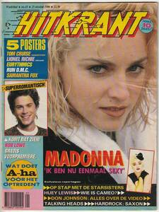 MADONNA　マドンナ　HITKRANT (1986年10月号）　オランダ雑誌　：　PRINCE　プリンス　A-HA　Samantha Fox　Eurythmics