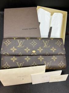 【美品 未使用】 LOUIS VUITTON ルイヴィトン M61734 モノグラム ポルトフォイユ サラ 二つ折り 長財布 ウォレット ブラウン 箱付き