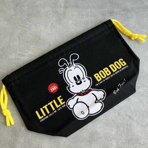 ☆当時物 リトルボブドッグLITTLE BOB DOG証紙付 未使用保管品 ランチ巾着 昭和レトロ希少 コレクター 黒色 犬 お弁当 子ども 新学期 ①