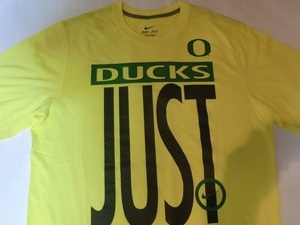 ★USA購入 激レア 【Nike】機能素材【DRI FIT】USカレッジ オレゴン大学ダックス【OREGON DUCKS】【Just Do It】ロゴプリント Tシャツ US S