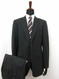 【ポールスミスロンドン Paul Smith】 COOL EFFECT ゼニア生地 2B段返り スーツ (メンズ) XL 黒 ストライプ MK.103006 ■27RMS8692