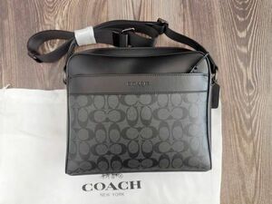 コーチ COACH アウトレット ショルダーバッグ メンズバッグ PVC+レザー ブラック メンズ 28456 保存袋付き 新品未使用