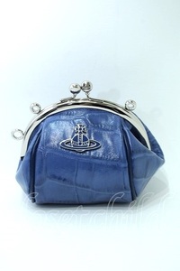 【USED】Vivienne Westwood クロコエンボス口金ショルダーポーチ ヴィヴィアンウエストウッド ビビアン 紺 S-24-03-31-022-ba-AS-ZS