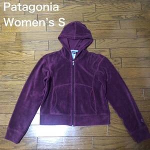 【送料無料】Patagoniaジップアップボアパーカー紫　レディースSサイズ　パタゴニアアウトドア登山フリース