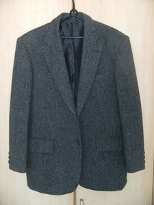 Clothing 冬物毛混２釦ツイードテーラードジャケット（グレー）Lサイズ 　　即決990円