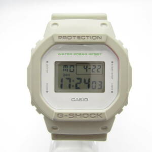 T9881☆CASIO G-SHOCK デジタル DW-5600M【3229】DW-5600M-8JF ベージュ カシオ Gショック 中古品【時計】