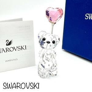 SWAROVSKI｜スワロフスキー フィギュア【アクティ】クマ ベア 風船 ハート クリスタルガラス ピンク フィギュリン 置物 ブランド a392et