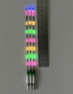 電気ウキ自作用 パーツ トップ 3色 7点灯　光ファイバー トップ 全長約15cm 径1.2㎜ 3本