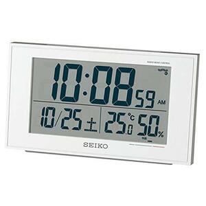 セイコークロック 置き時計 01:白パール 本体サイズ:8.5×14.8×5.3cm 電波 デジタル カレンダー 快適度 温度 湿度 表示 BC40