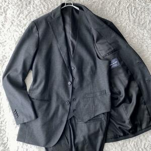 極美品L 本切羽◆RINGJACKET リングヂャケット Salon de GW スリーピース スーツセットアップ 3ピース ジャケット ジレ ストレッチ グレー