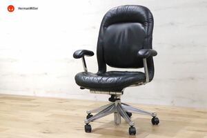 GMET11D○ Herman Miller / ハーマンミラー エクアチェア 本革 ビンテージ デスクチェア オフィス ワークチェア 定価約20万