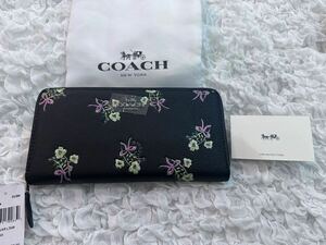 122 新品 COACH コーチ 長財布 ラウンドファスナー 花柄 F28444