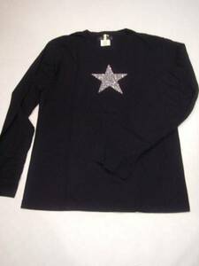 1231 アニエスベー　長袖Tシャツ ラインストーン 星形 黒 美品
