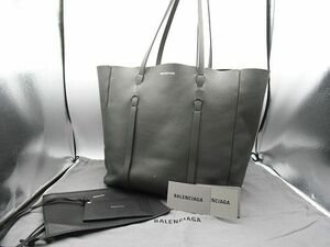 ☆BALENCIAGA バレンシアガ 475199 エブリデイトートS ロゴ プリントレザー グレー レディース 肩掛けショルダーバッグ 中古☆