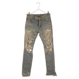 サンローランパリ 13AW Chain Destroyed Jeans 331631 Y686B チェーンデニム クラッシュ加工 デストロイスキニーパンツ インディゴ