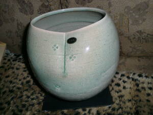 ④信楽焼　花瓶　明山作　日本美術　和室インテリア