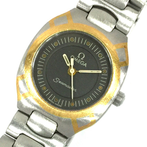 オメガ ポラリス シーマスター クォーツ デイト 腕時計 レディース グレー文字盤 未稼働品 純正ブレス OMEGA