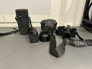 【中古】フィルムカメラ ペンタックス MV1 レンズ smc PENTAX-M 1:2 50mm Super-Multi-Coated TAKUMAR 1:4/200 旭光学 タクマー 【札TB01】