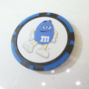 ゴルフマーカー m&m エム アンド エム ブルー色 マグネットタイプ １枚