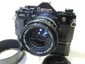 キヤノン／Canon A-1 (1721308)＋POWER WINDER A＋FD 50mm f1.4 S.S.C. レンズキャップ/フード(BS-55)/パームグリップ付