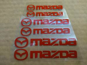 【送料無料】 MAZDA(マツダ) 耐熱ステッカー レッド 大中小６枚セット ⑥