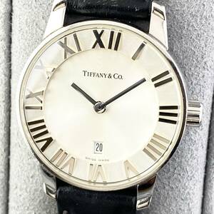 【1円〜】Tiffany & Co. ティファニー 腕時計 レディース ATLAS アトラス ホワイト文字盤 ローマン ラウンドフェイス デイト 可動品