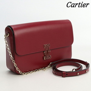 中古 カルティエ ショルダー レディース ブランド CARTIER ドゥーブル C ドゥ カルティエ チェーンバッグ スモール レザー