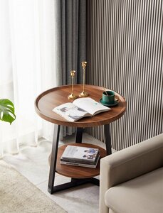 ◆美品◆高級家具◆サイドテーブル 丸形 別荘 卓 ナイトテーブル リビング 北欧 木製 コーヒーテーブル 贅沢