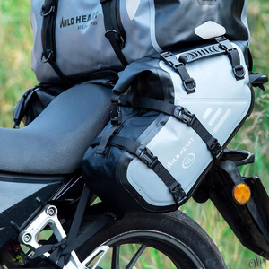 ◆耐風抵抗設計◆ サイドバッグ 2個セット 36L 防水生地 3Dスポンジクッションデザイン L字型 オートバイ アクセサリー グレー