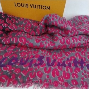 ルイヴィトン LOUIS VUITTON 　　　ストール　ショール　レオパード　　　　カシミヤ70　ウール30　中古品