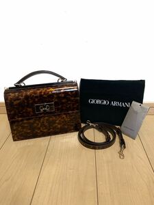 極美品 GIORGIO ARMANI ジョルジオアルマーニ ボルゴヌオーボ11 ハンドバッグ べっ甲デザインレザー