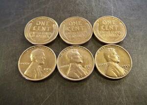  小麦1セントコイン 1950年～1959年6枚セット D刻印 送料無料 （13208）リンカーン 貨幣 硬貨 ペニー 北アメリカ古銭 USA