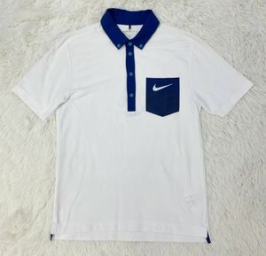 NIKE GOLF　ナイキ ゴルフ　半袖　ゴルフシャツ　ポロシャツ　ホワイト×ブルー　メンズ　Mサイズ　DRI-FIT